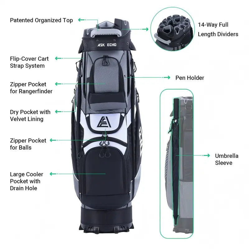 Limited-time promotion-Way Organizer Dividers Golf Soundless Cart Bag
