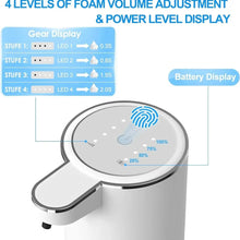 Load image into Gallery viewer, Automatic Soap Dispenser Touchless Foaming 380ml USB Rechargeable with 4 Level Foam Control